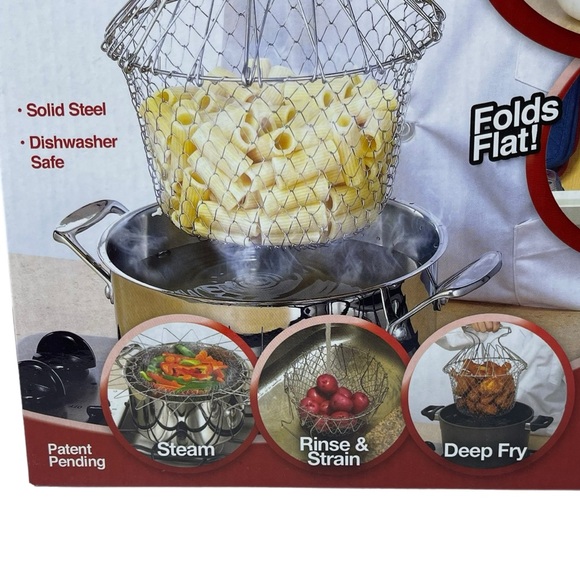 Chef Basket Deluxe 12 In 1 Kitchen Tool Colander Steamer Cooking Deep Fry Strain - Picture 16 of 16